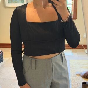 Zara Black Square Neck Crop Top